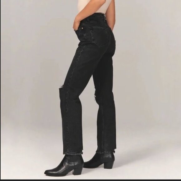 Abercrombie & Fitch Women's Ultra High Rise 90s Straight Jean Black 32/14R - Picture 3 of 11